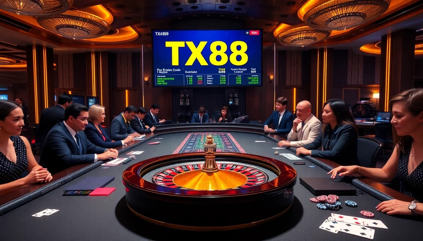 Experience the excitement of TX88 betting with vibrant casino tables and live action gaming.