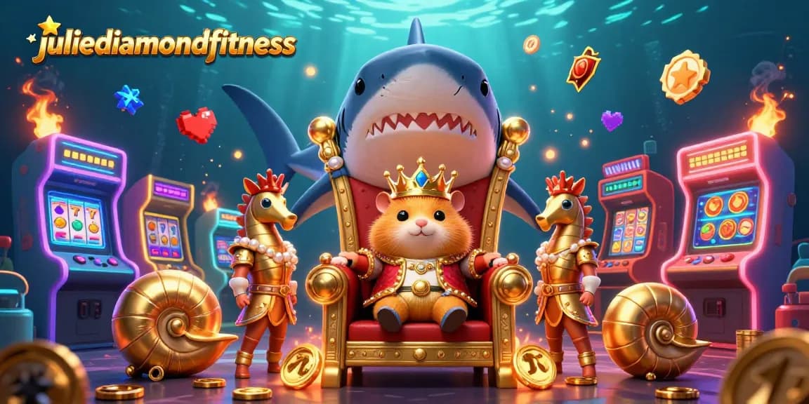 Experience excitement with juliediamondfitness featuring a golden hamster king and vibrant slot game elements.