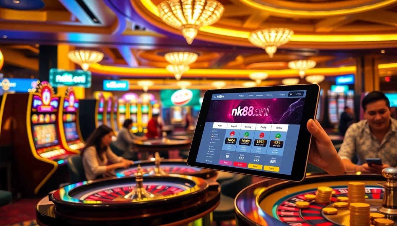 Experience the excitement at nk88.onl with players engaged at a vibrant casino.