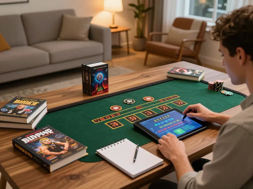 Engaged player utilizing taixiumd51 on a tablet in a cozy gaming setup.