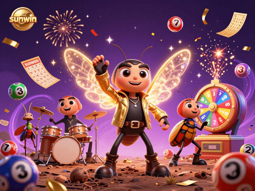 Experience the excitement of gambling with sunwin's vibrant lottery-themed illustration.