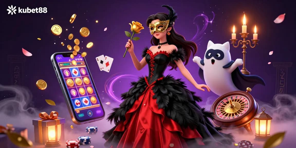 Experience the excitement of kubet88 with stunning visuals of games and rewards in a vibrant casino scene.