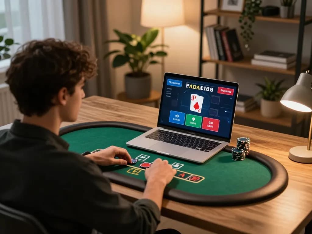 Player engaging in strategic gameplay on 32win 32 blackjack table, focusing thoughtfully on screen