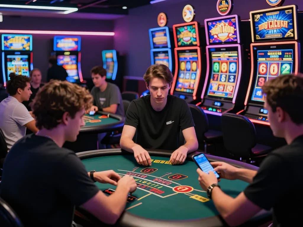 Players enjoying their favorite games at nhà cái o8, showcasing an exciting online gambling environment with various gaming options.