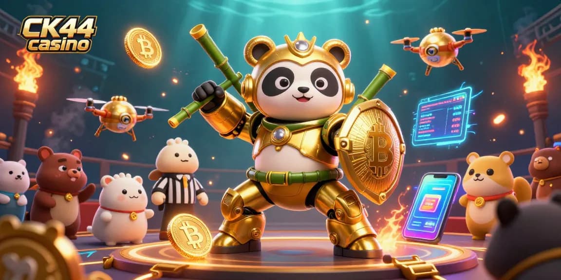 Engage in thrilling gameplay at CK44 casino, featuring vibrant 3D visuals of cartoon characters and casino elements.