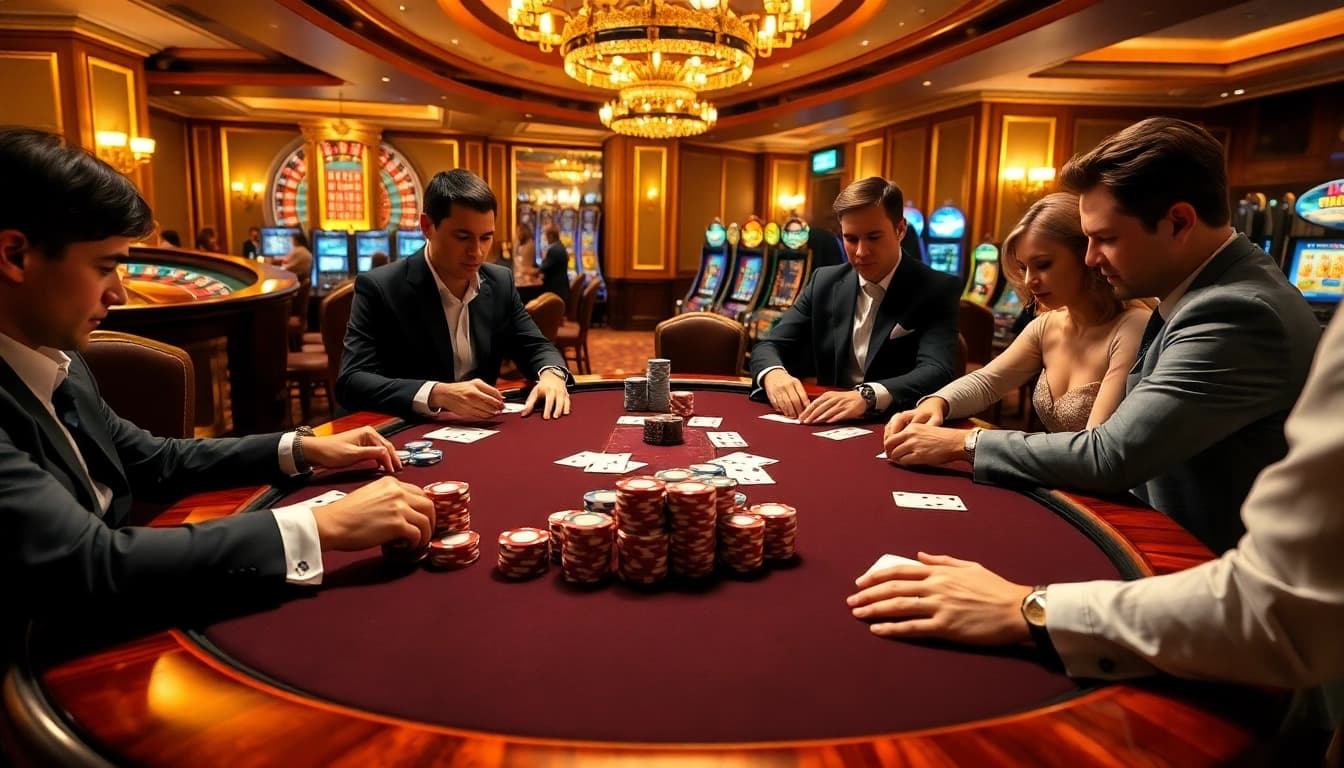 Experience the thrill of winning at 32WIN's upscale poker game table.