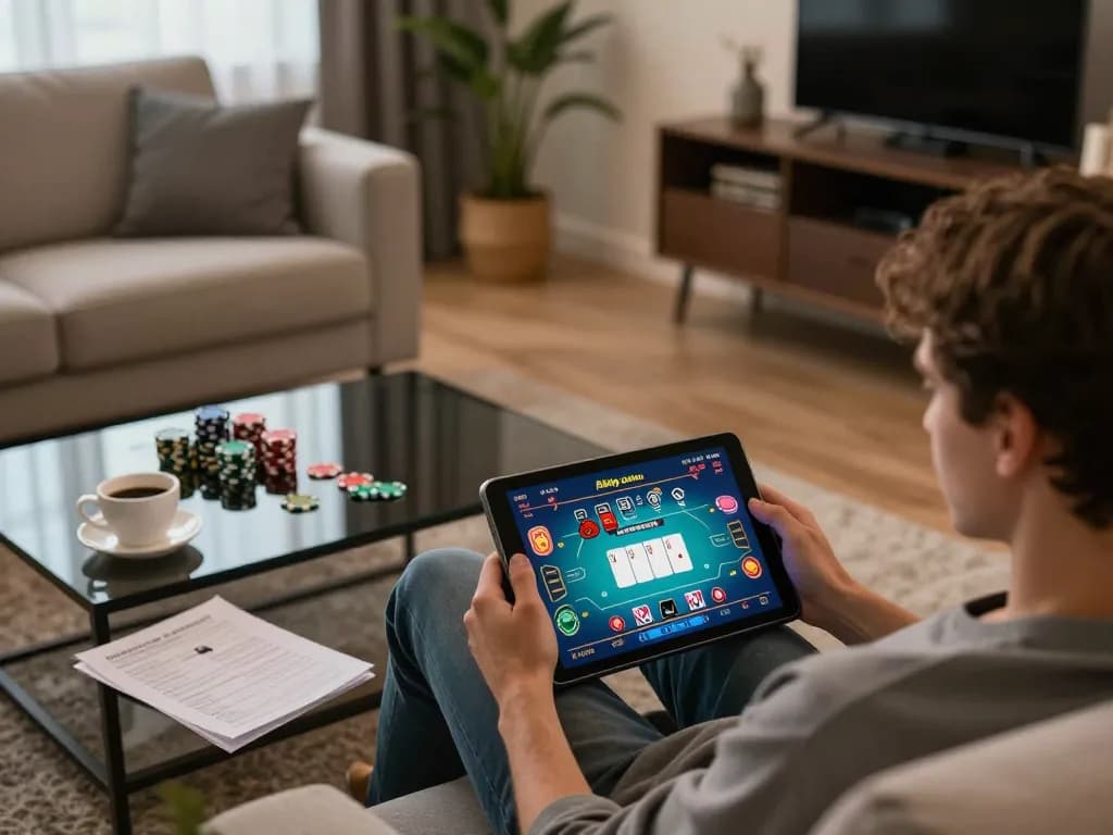 Engaging gameplay session on the Rikvip platform using a tablet from a cozy living room.