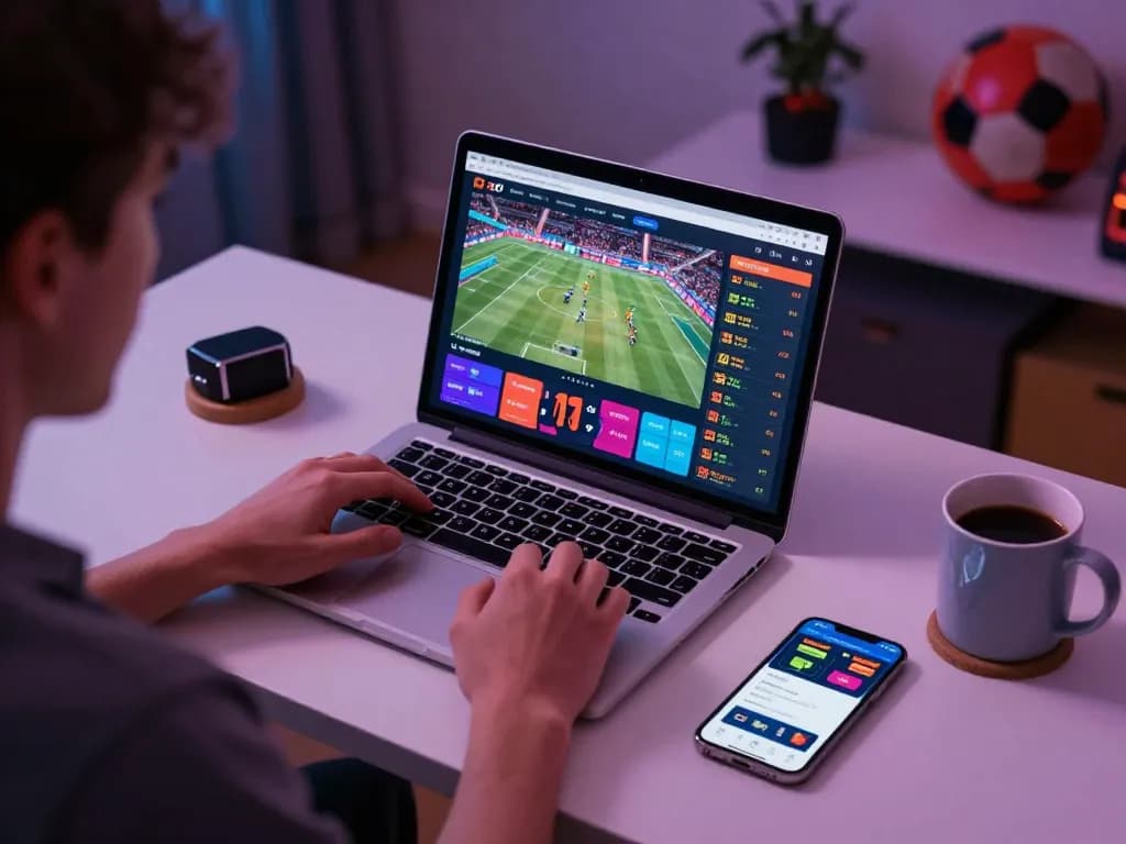 Engaged user placing bets on lu88. com sports interface, showcasing modern online gaming.
