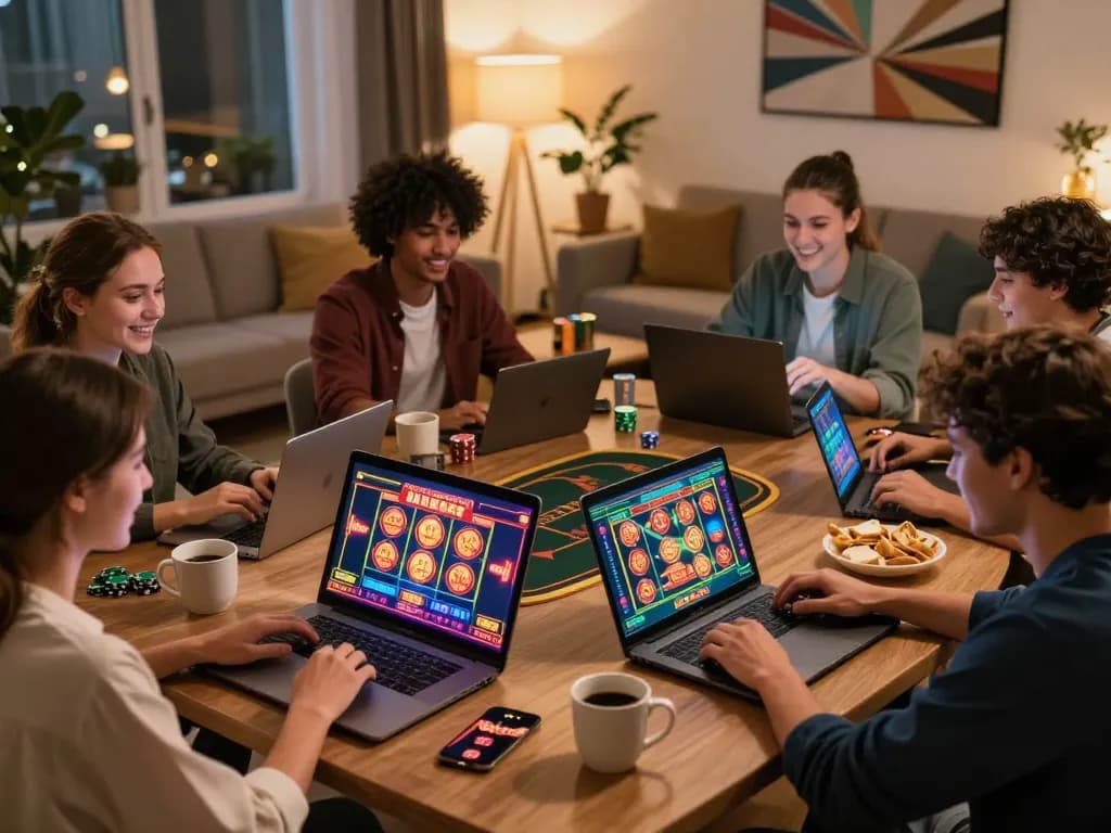 Players enjoying online casino games on their devices, highlighting BL555's thrilling entertainment experience.