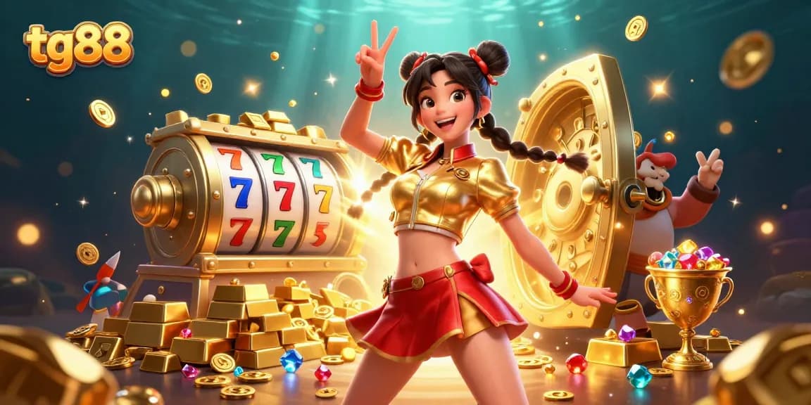 Engage with tg88 slots in an exciting and colorful casino scene featuring vibrant game elements.