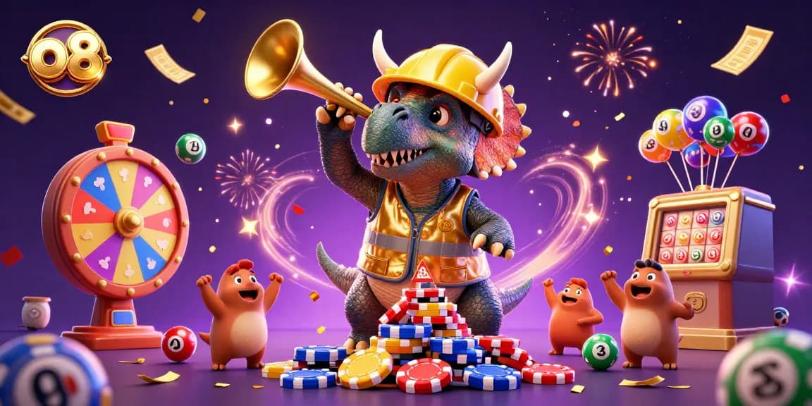 Join the action at O8 with triumphant characters celebrating gambling wins amidst vibrant casino elements.