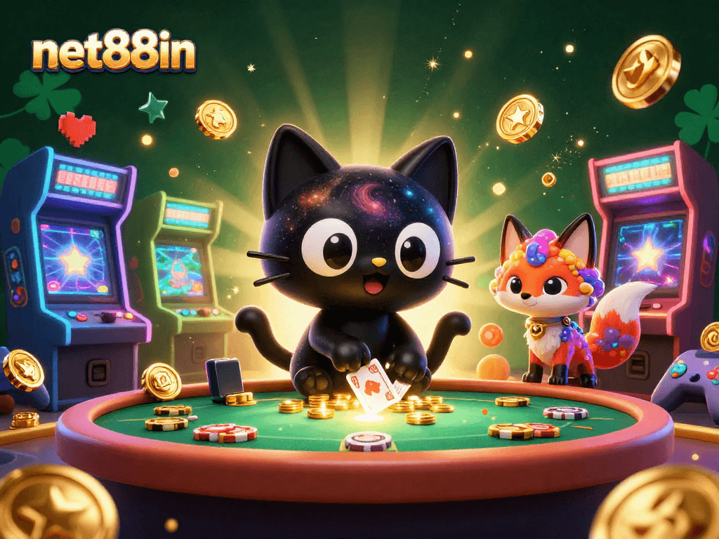 net88in engages players in a vibrant casino digital experience amidst colorful game elements.