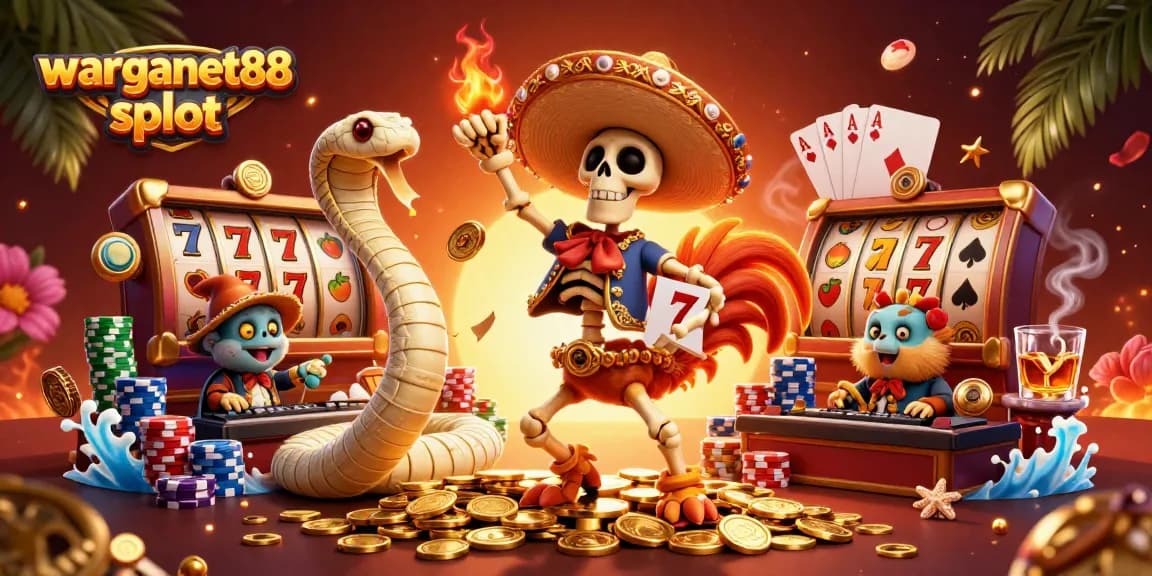 Experience the excitement of the warganet88 slot with vibrant characters and casino elements.