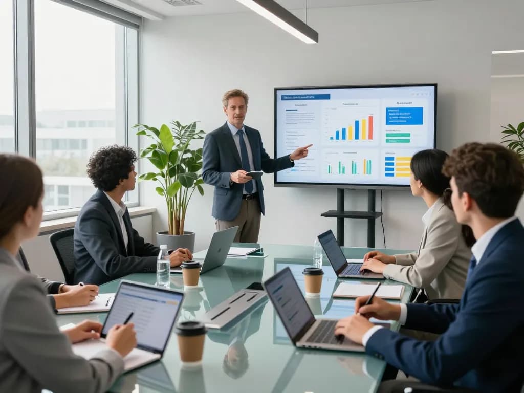 Team discussing hbet strategies in a modern conference room