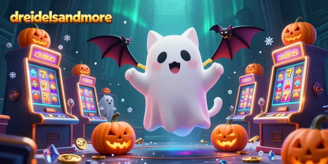 Dive into the thrilling world of digital gambling with dreidelsandmore featuring a ghost cat in a haunted casino.