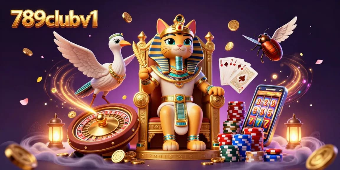 Win at 789clubv1 with the pharaoh cat and sparkling casino elements, enhancing gaming excitement.