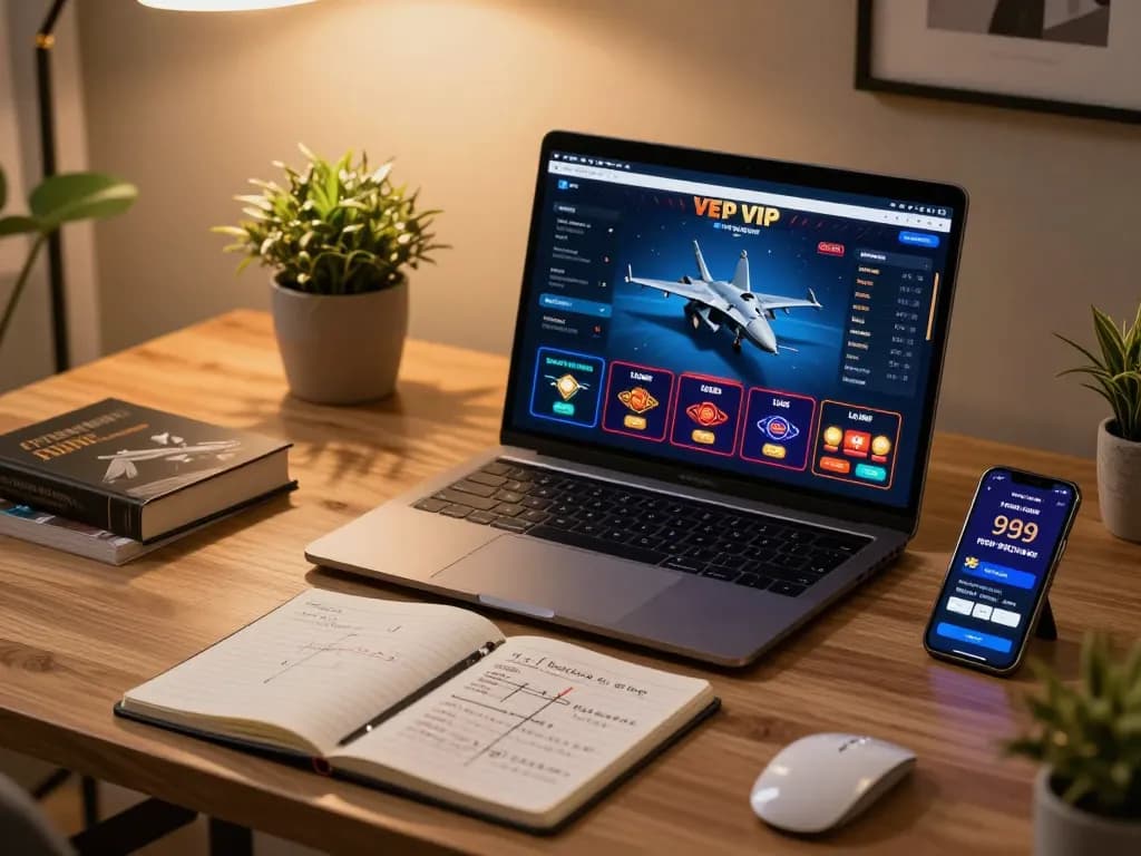 Engaging scene of F168 VIP online gaming on a stylish laptop, showcasing vibrant casino interface.