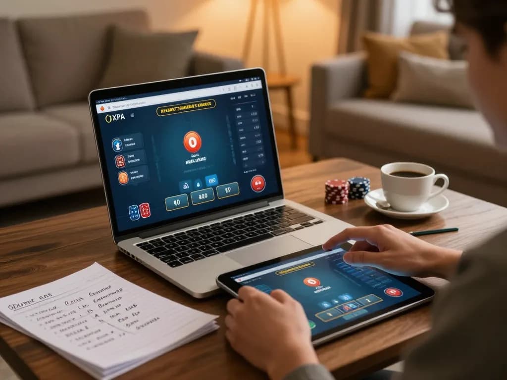link vào o8 player engaging with poker game while enjoying a cozy home setup