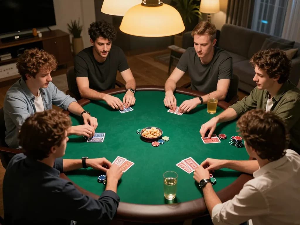 Players engage in intense strategy during a poker night while using rik 88 game tactics, creating an exciting atmosphere.