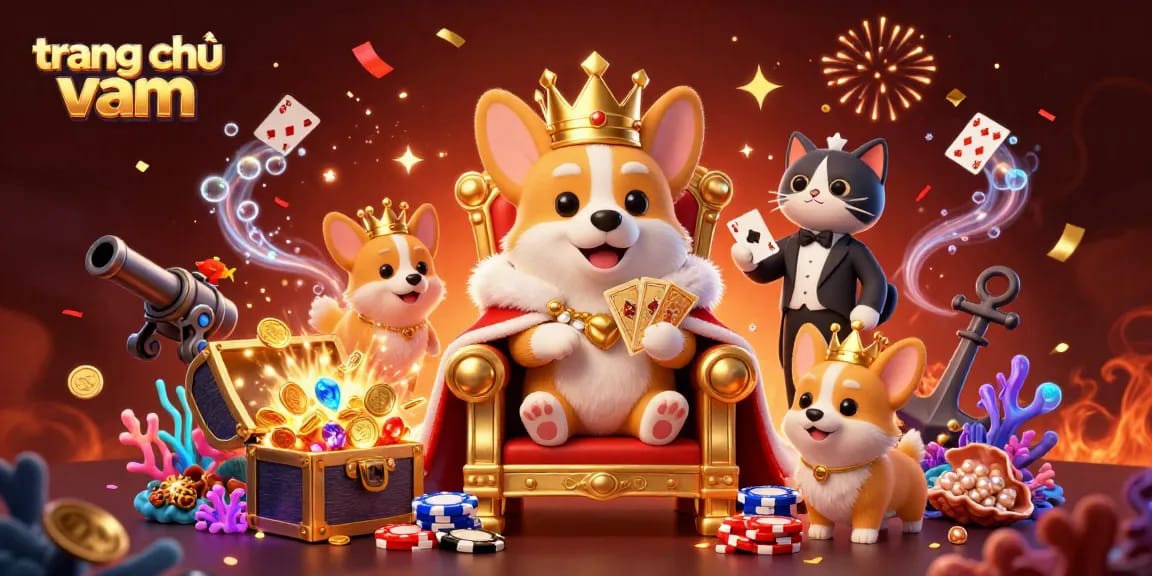 Engage in thrilling gaming at trang chủ vmax with our enchanting corgi-themed casino scene.