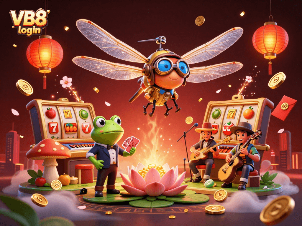Play exciting games with VB8 login and enjoy vibrant casino fun featuring colorful characters and gambling action!