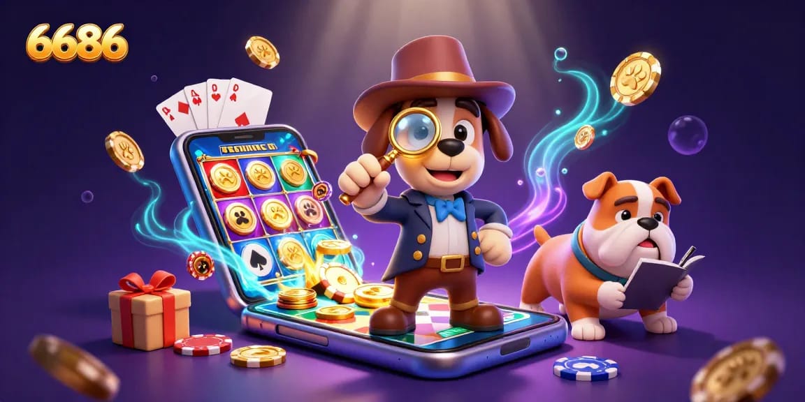 Explore winning tips at 6686 with a colorful, engaging casino scene featuring characters and games.