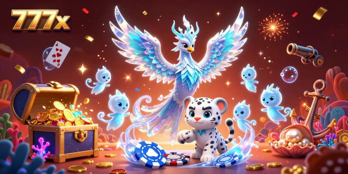 Experience thrilling action at 777x as the ice phoenix plays amidst treasure and poker elements.