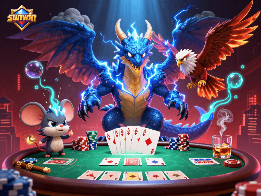 Play thrilling games at sunwin with a dynamic poker scene featuring electrifying characters.