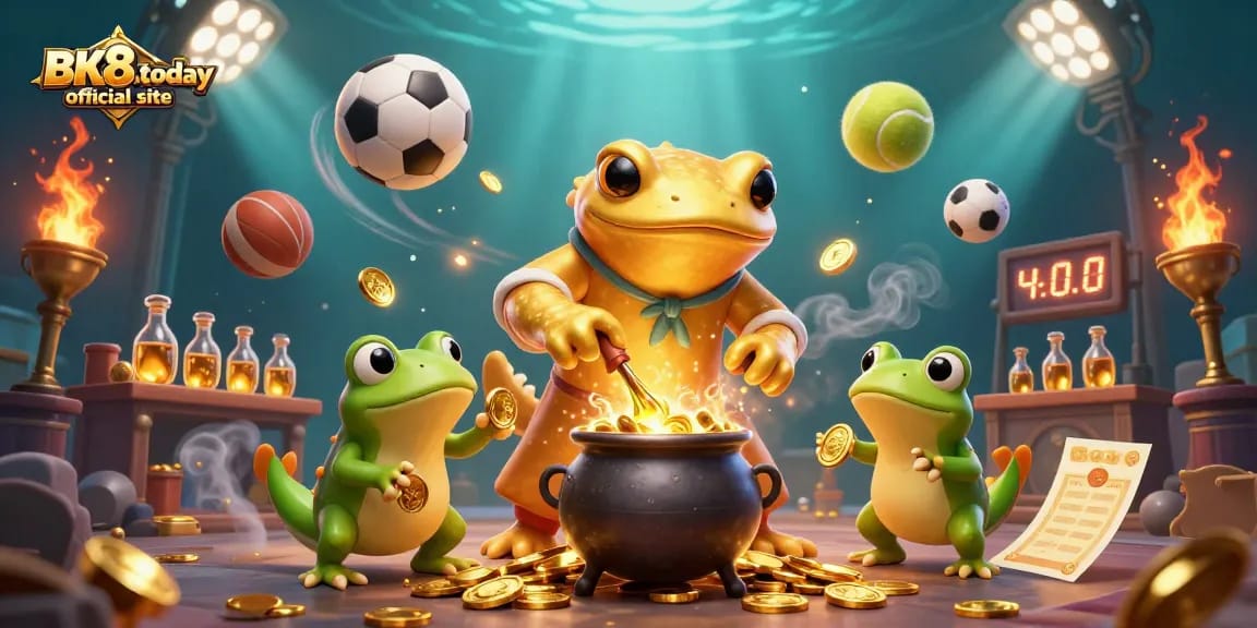 Experience the excitement of BK8.today official site with vibrant casino elements in this dynamic illustration.