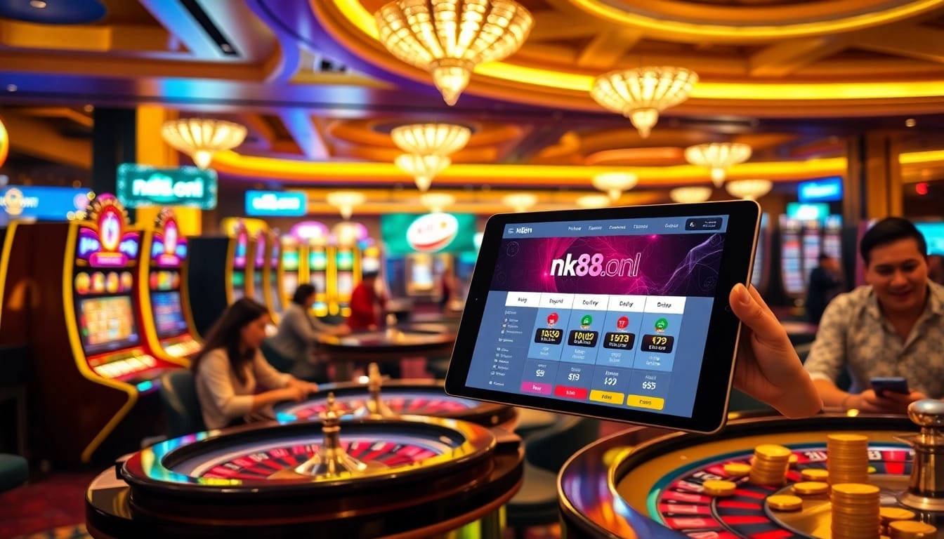Experience the excitement at nk88.onl with players engaged at a vibrant casino.