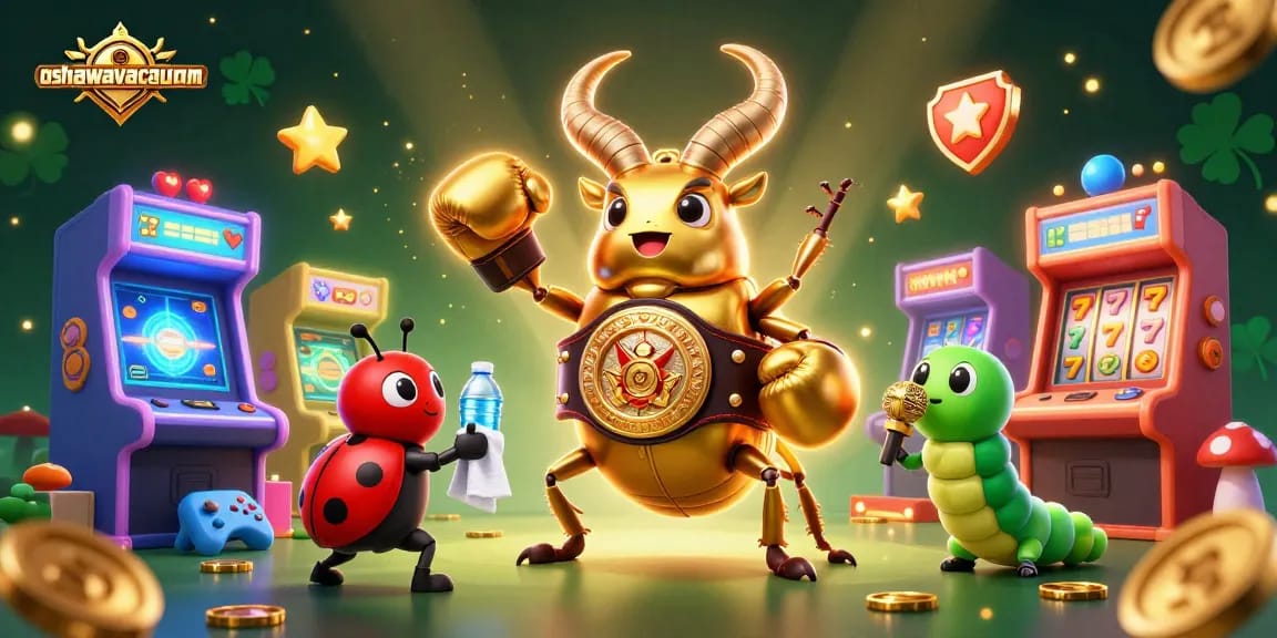 Oshawavacuum showcases an exciting 3D slot gaming experience with action-packed characters.