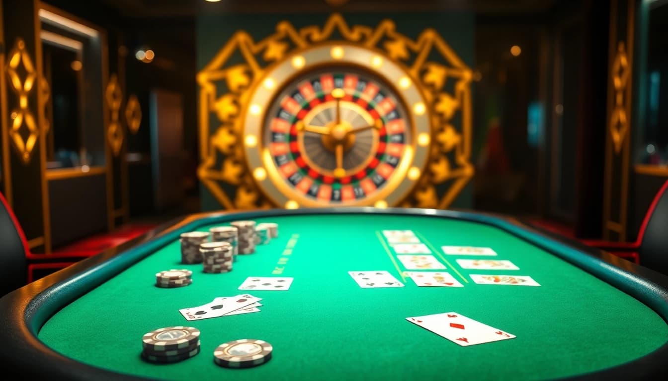 Experience thrilling gameplay at 99WIN with vibrant casino visuals featuring blackjack and roulette.