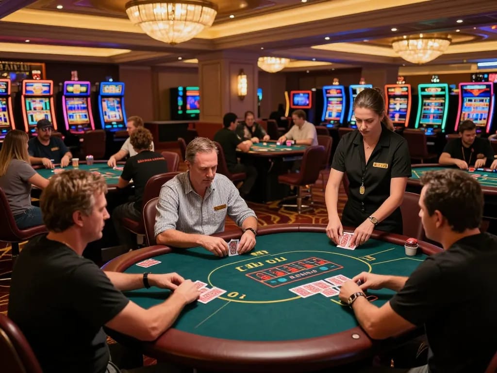 Players thrill at F168 casino tables during an exciting game night filled with action and vibrant atmosphere.