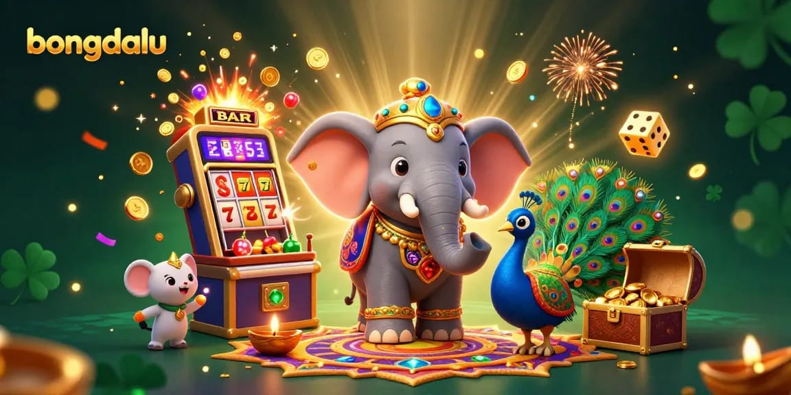 Engage with dynamic casino action featuring bongdalu's vibrant 3D illustration of a festive elephant
