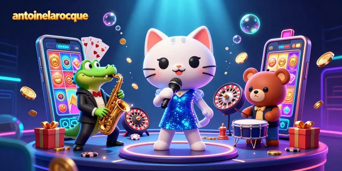 Engage with antoinelarocque as a jazz-singer cat performs in a vibrant casino setting.