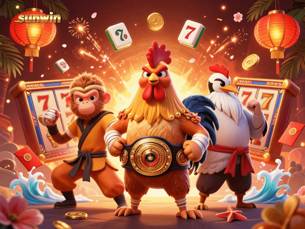Experience sunwin excitement with colorful casino-themed characters and vibrant visuals.