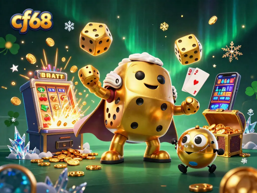 Experience thrilling gameplay with cf68's vibrant casino elements featuring golden dice and jackpot action.