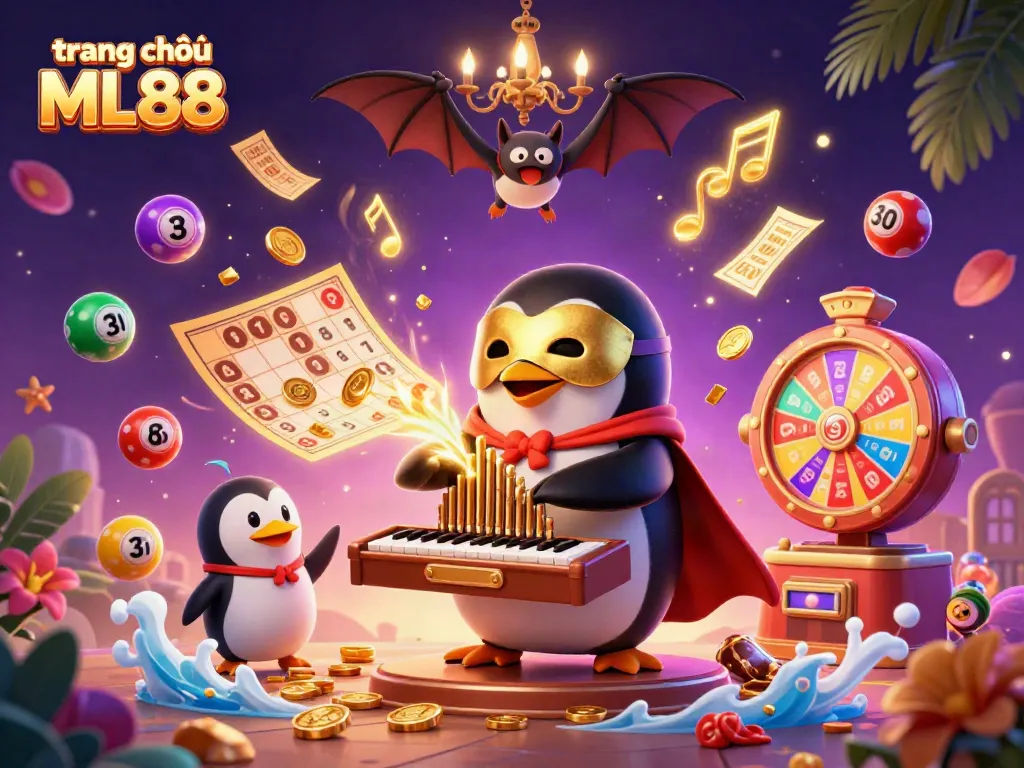 Experience the vibrant world of trang chủ ML88 with dynamic golden coins and colorful game elements in a 3D digital illustration.