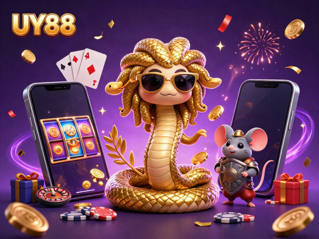 Hòa mình vào thế giới cá cược trực tuyến tại UY88 với Medusa và chú chuột chiến binh.