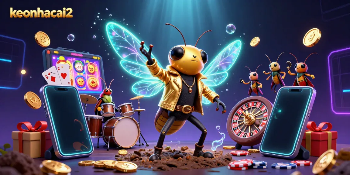 Engage in playful gaming with keonhacai2 featuring a circus of vibrant casino characters amid rich gaming elements.