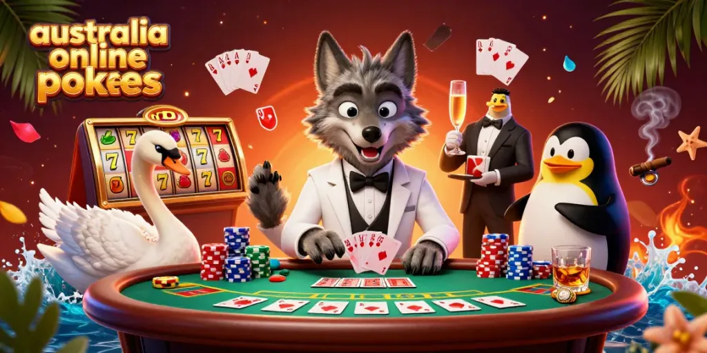 Experience the thrill of australia online pokies with a luxurious casino scene featuring vibrant characters and dynamic elements.
