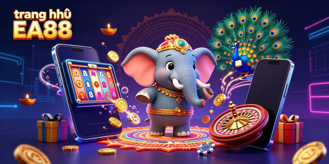 Experience exhilarating gameplay at trang chủ EA88 with vibrant visuals of a colorful elephant and slot games.