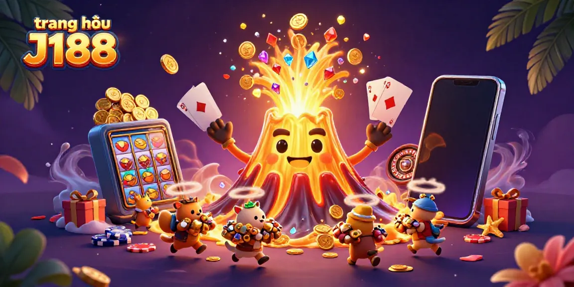 Engage with the thrilling atmosphere of trang chủ J188 featuring a volcanic eruption of prizes and vibrant game elements.