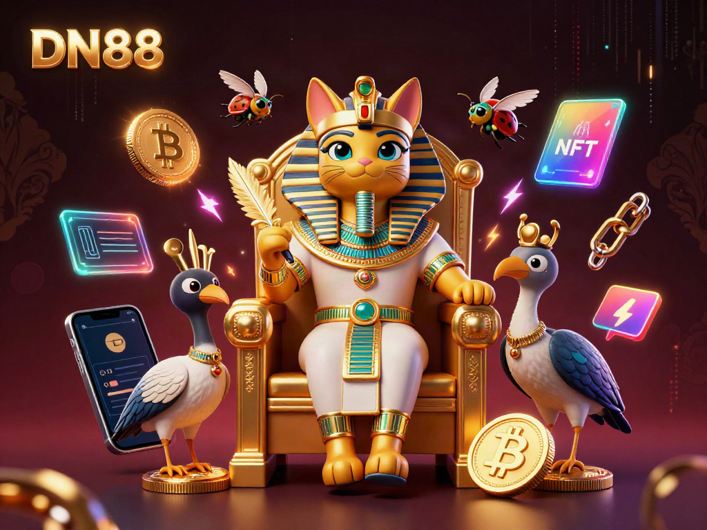 Engage in thrilling gameplay at DN88 with a vibrant 3D illustration featuring an Egyptian fortune theme.
