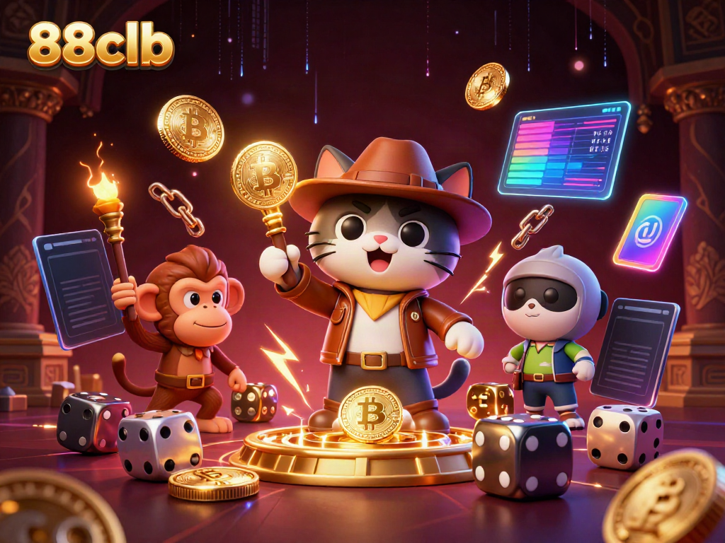 Engage with 88clb as a whimsical cat archaeologist discovers a golden casino artifact.