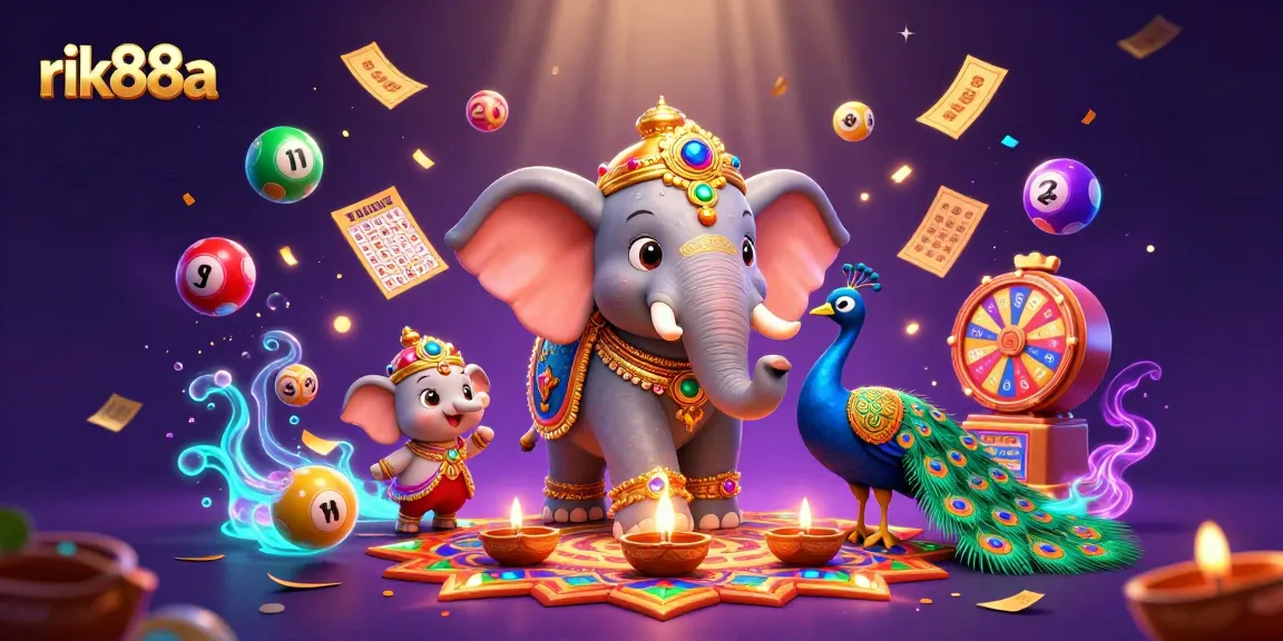 Experience excitement at rik88a with a festive 3D casino celebration featuring dynamic lottery elements.
