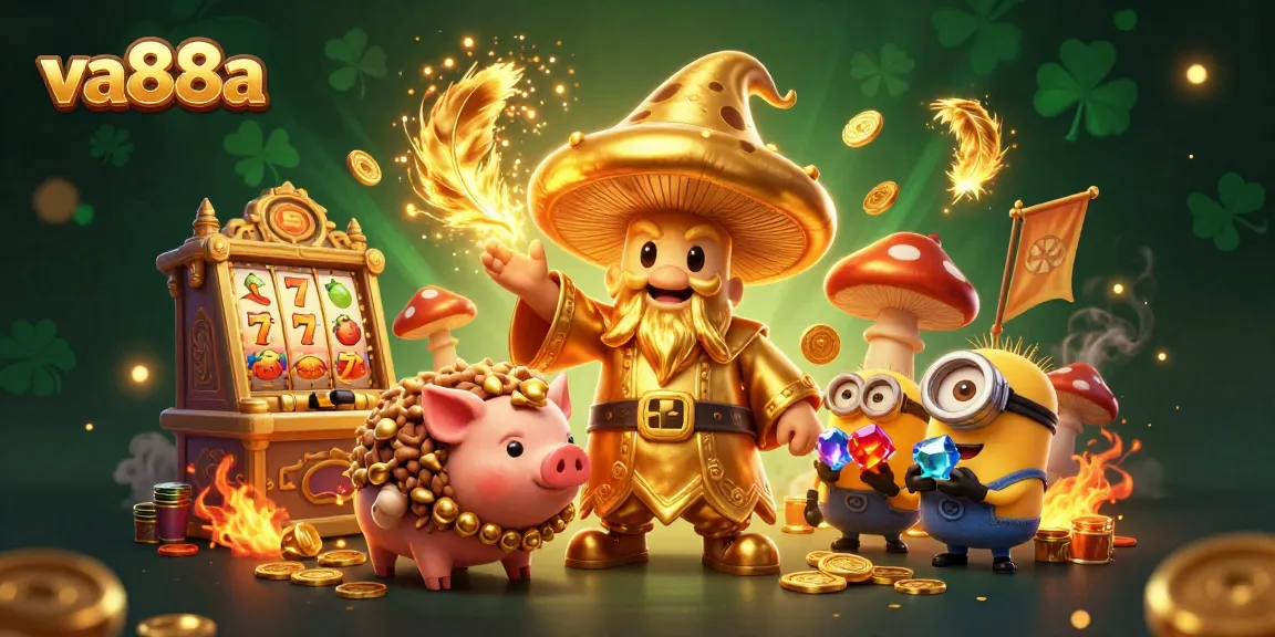 Experience the excitement of va88a with a magical casino scene featuring golden treasures and vibrant characters.