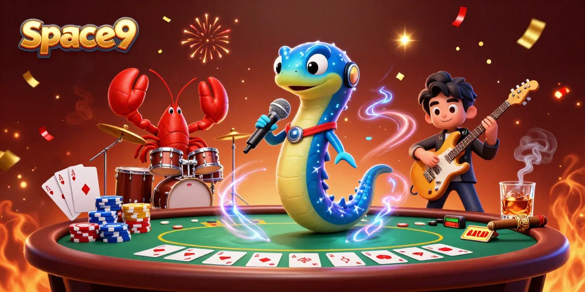 Experience thrilling gaming action and vibrant atmosphere at Space9 Casino in this lively illustration