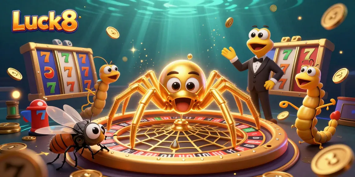 Experience the thrill of Luck8 in this vibrant, action-packed casino illustration featuring a roulette-themed scene.