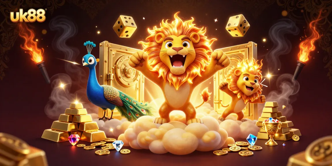 Experience thrilling gaming with uk88 featuring golden elements and vibrant casino characters.
